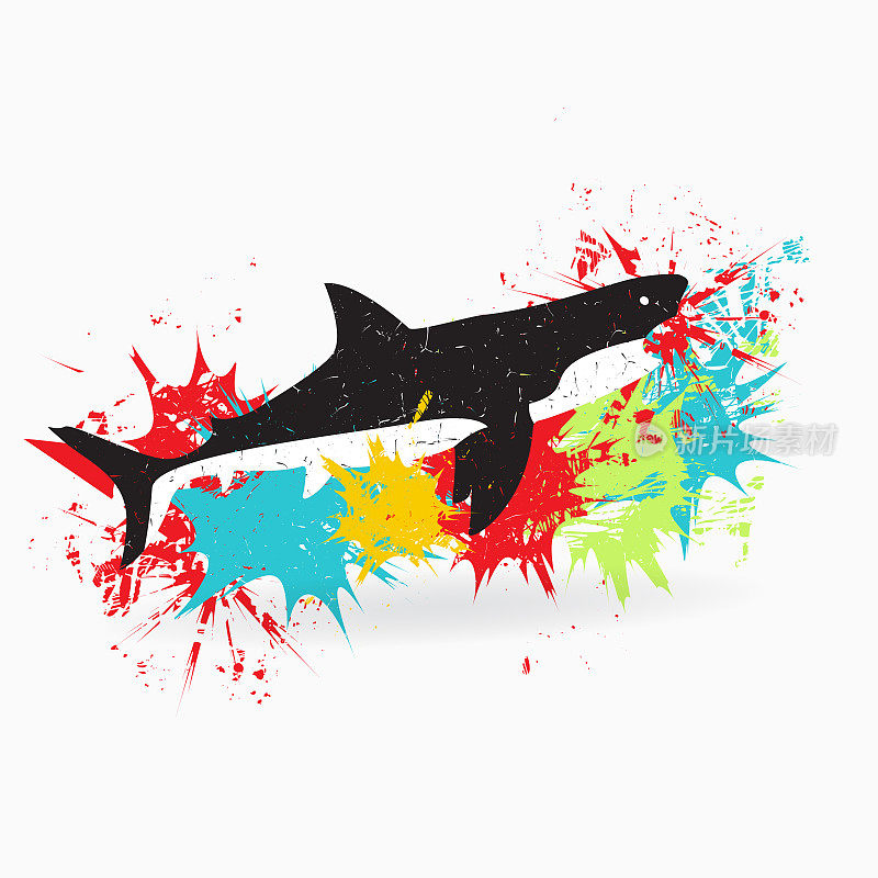 Shark attack conception. Grunge vector illustration